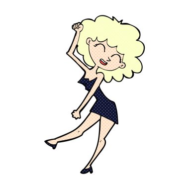 komik çizgi film dans eden kadın