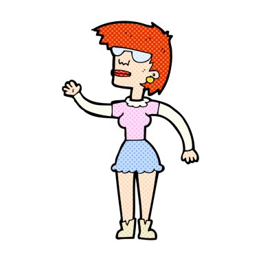 komik karikatür kadında sallayarak gözlükler