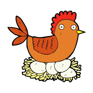 komik karikatür tavuk yumurta üzerinde