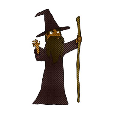 komik karikatür ürkütücü Sihirbazı