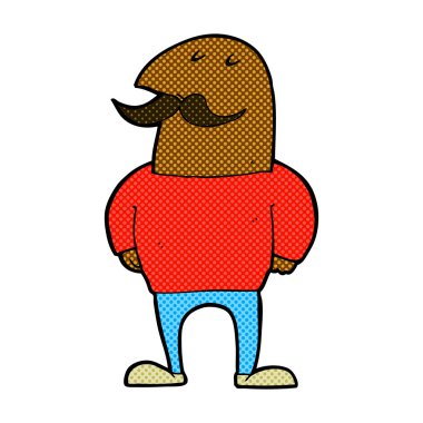 komik karikatür kel adam bıyıklı