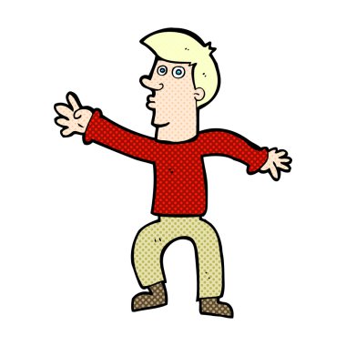 komik karikatür adam ulaşan