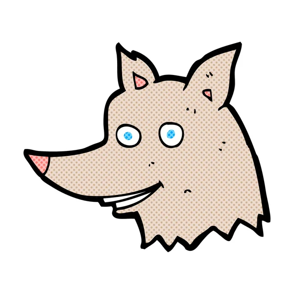 Cabeza de lobo de dibujos animados cómicos — Vector de stock