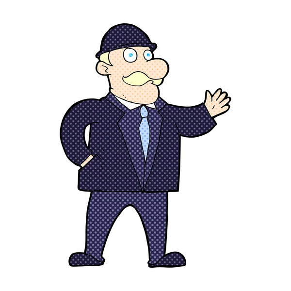 Комічний мультфільм розумний бізнесмен в капелюсі — стоковий вектор