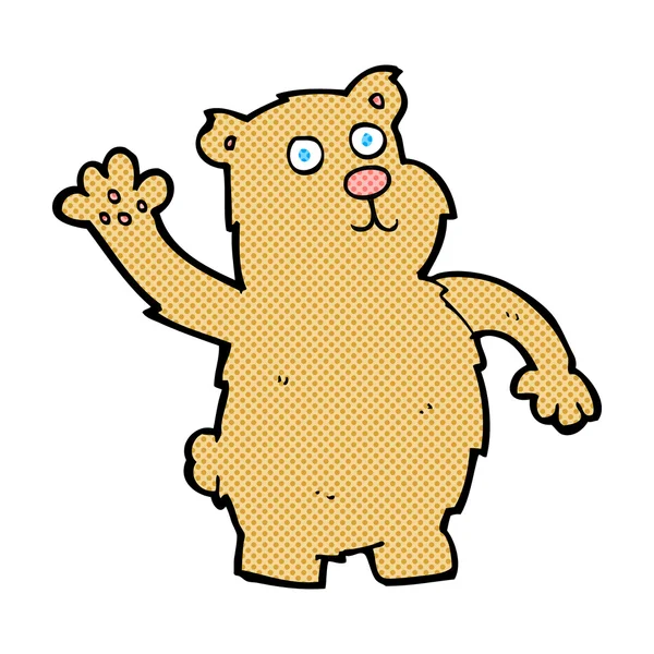 Historieta de dibujos animados ondeando oso — Archivo Imágenes Vectoriales