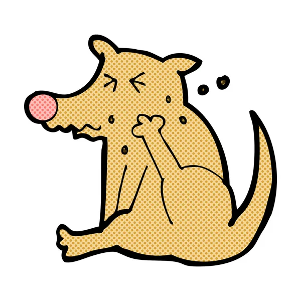 Cómic de dibujos animados perro rascarse — Vector de stock