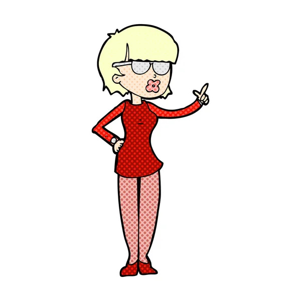 Strip cartoon vrouw dragen bril — Stockvector