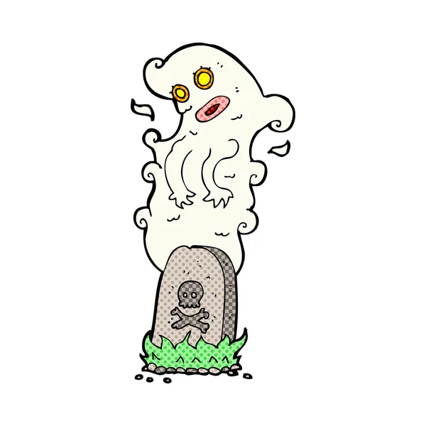 Strip cartoon ghost stijgen van graf — Stockvector