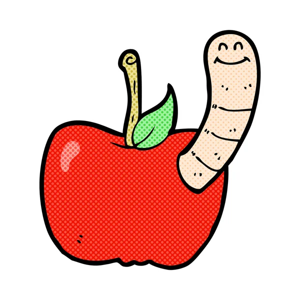Komiks kreskówka jabłko robakiem — Wektor stockowy