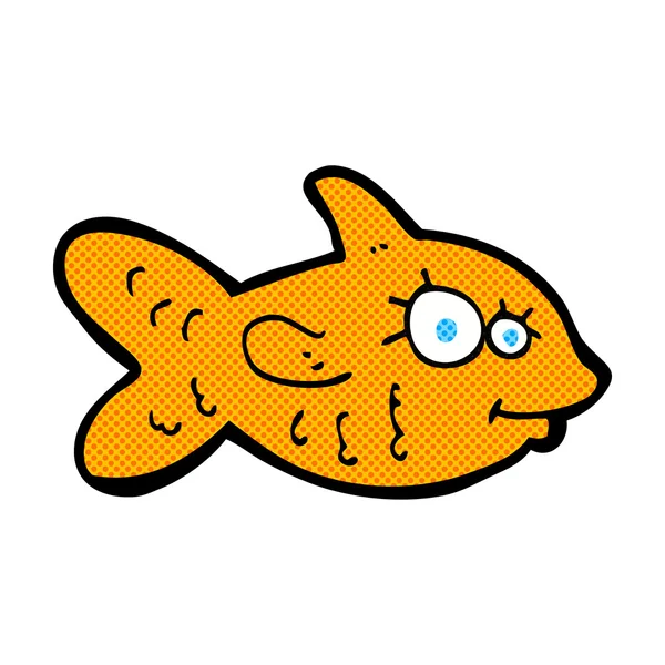 Dessin animé comique poisson rouge heureux — Image vectorielle