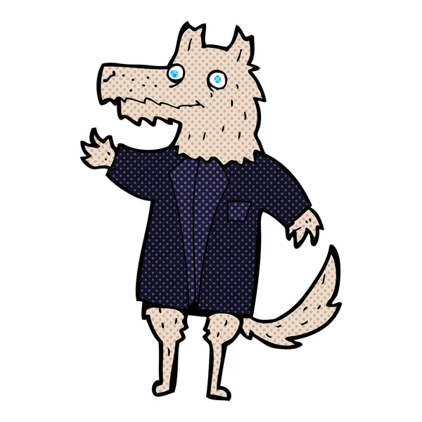 Strip cartoon wolf zakenman — Stockvector
