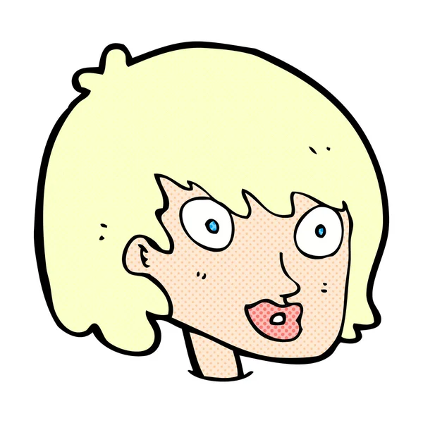 Komik karikatür mutlu kadın yüzü — Stok Vektör