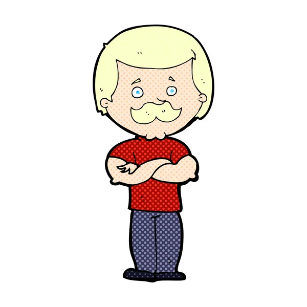 漫画卡通漫画有男子气概的小胡子的人 — 图库矢量图片