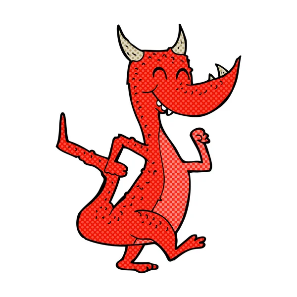 Strip cartoon gelukkig dragon — Stockvector