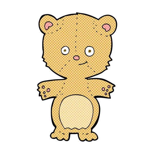 Dibujos animados cómicos oso de peluche feliz — Vector de stock