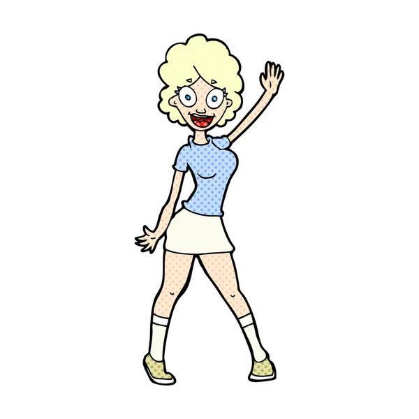 Strip cartoon vrouw dansen — Stockvector