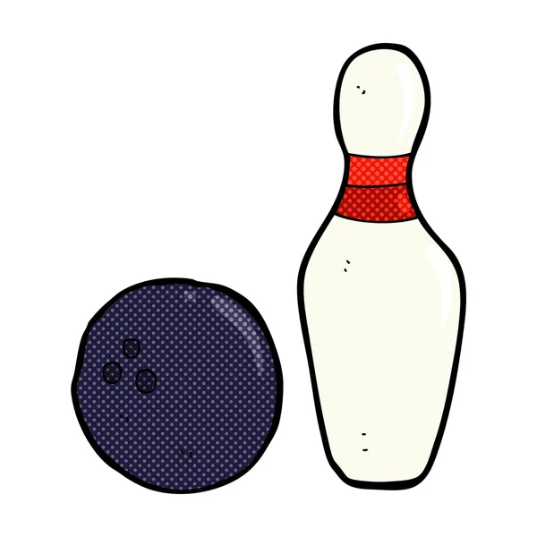 Zehn-Pin-Bowling Comic — Stockvektor