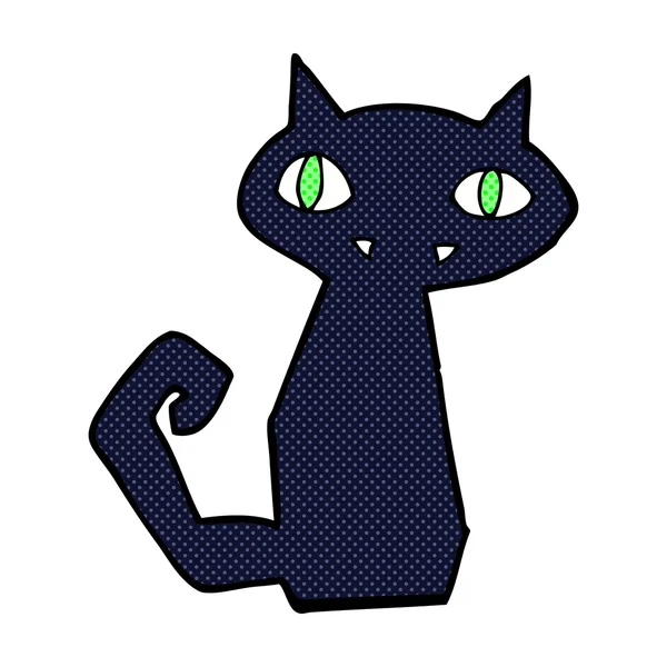 Desenho animado em quadrinhos gato preto — Vetor de Stock