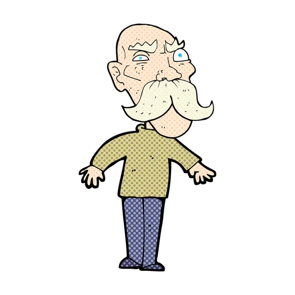 Comic cartoon angry old man — Stock Vector