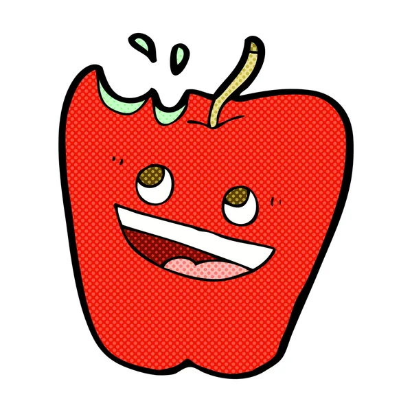 Happy apple comic cartoon — Stock Vector