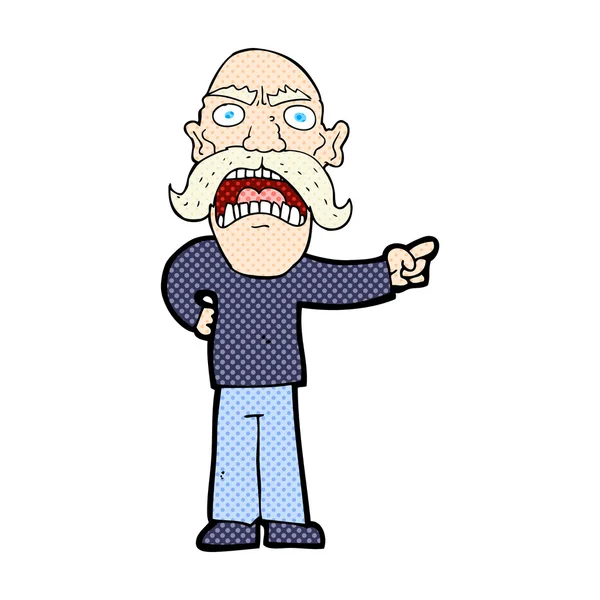 Historieta de dibujos animados hombre viejo enojado — Vector de stock