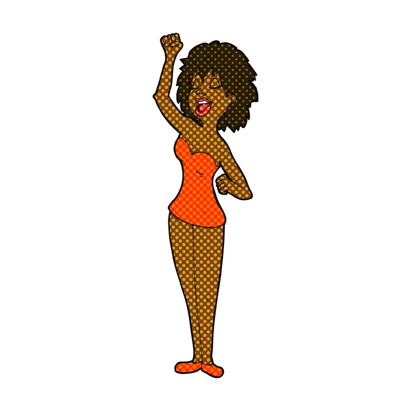 Komiksově kreslenou tančící žena — Stockový vektor