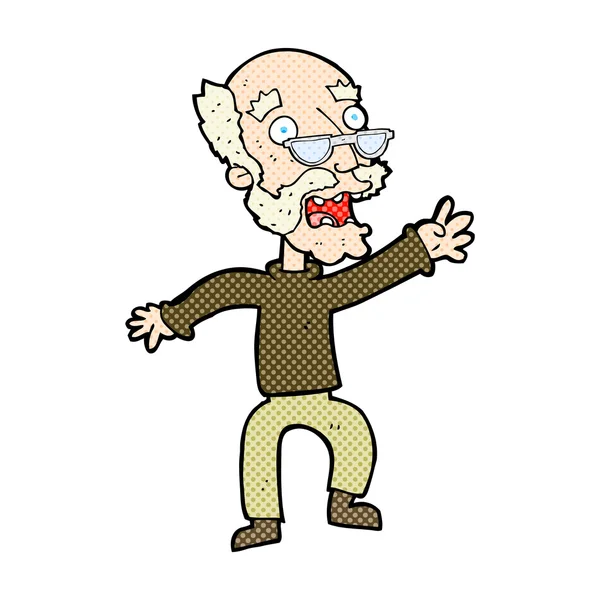 Comic cartoon frightened old man — Stock Vector