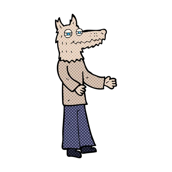Strip cartoon wolf man — Stockvector