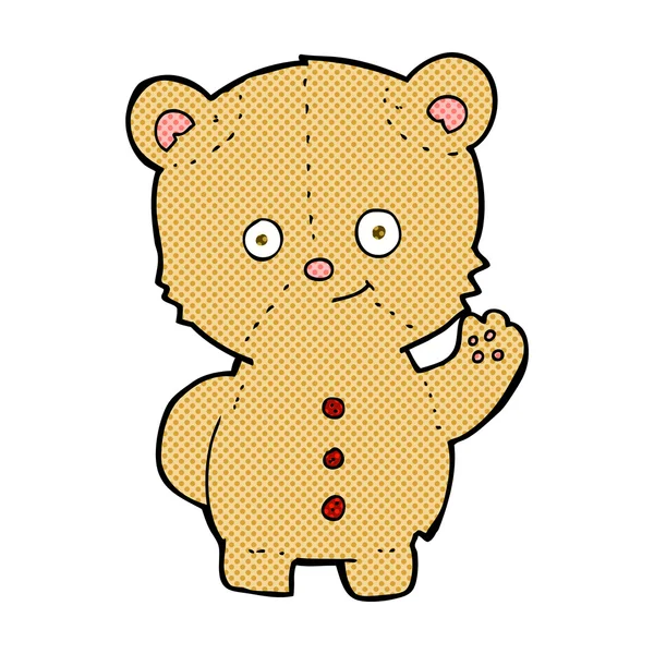 Historieta de dibujos animados oso de peluche ondeando — Vector de stock