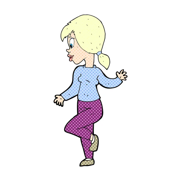 कॉमिक कार्टून महिला तरंग — स्टॉक वेक्टर