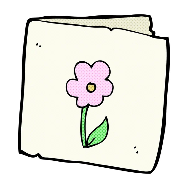 Comic cartoon flower greeting card — Stock Vector