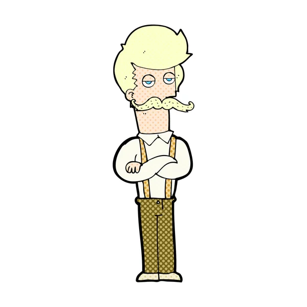 Hombre de dibujos animados cómicos con bigote — Vector de stock