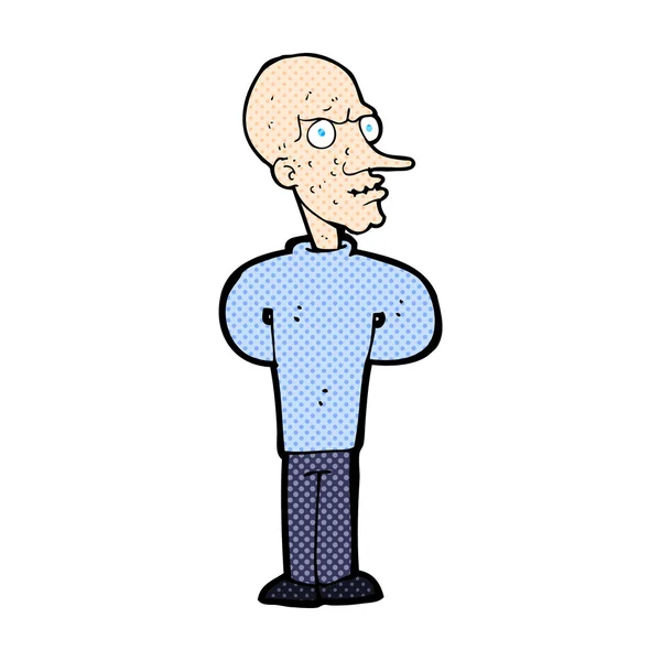 漫画卡通邪恶秃头的男人 — 图库矢量图片
