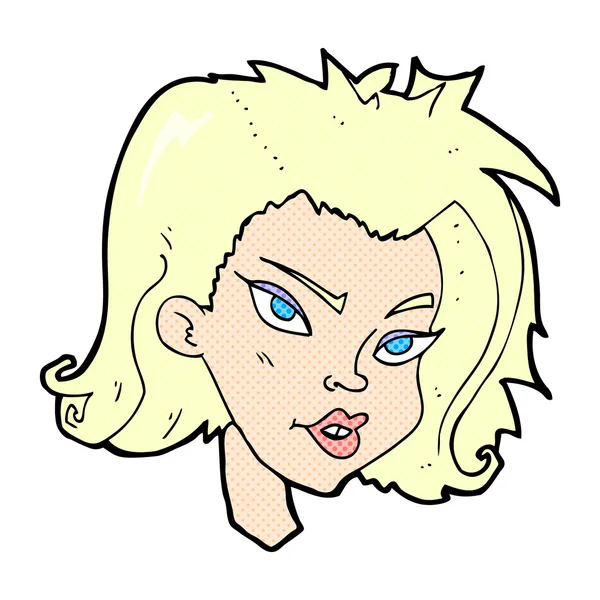 Komik karikatür kadın yüzü — Stok Vektör