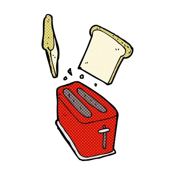 Comic cartoon toaster spitting out bread — Stock Vector