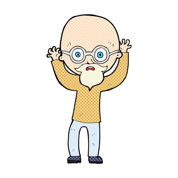 Comic cartoon stressed bald man — Stock Vector