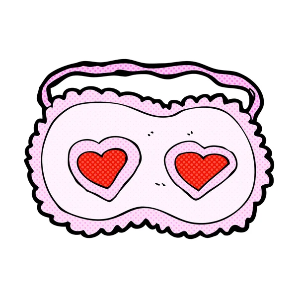 Comic cartoon sleeping mask with love hearts — Stock Vector