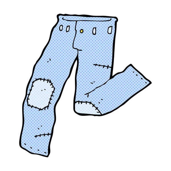 Komiska cartoon lappat gamla jeans — Stock vektor