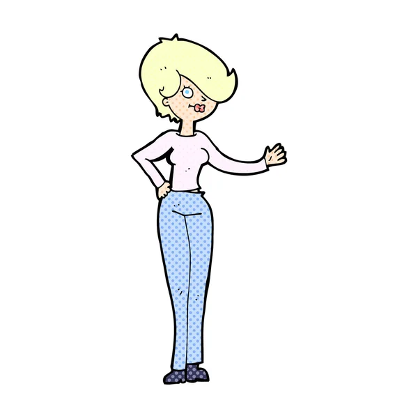 Γελοιογραφία κωμικό γυναίκα κουνώντας — Διανυσματικό Αρχείο