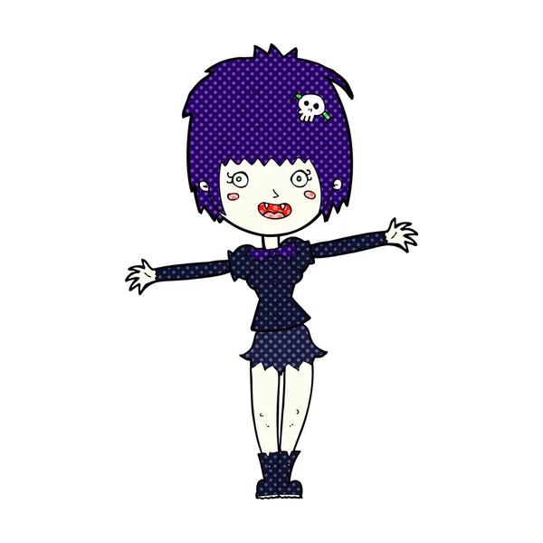 Comic cartoon happy vampire girl — Stock Vector