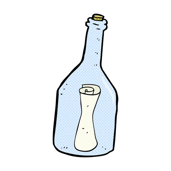 Surat kartun komik dalam botol - Stok Vektor
