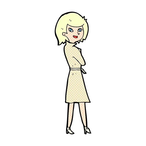 Bande dessinée femme en trench coat — Image vectorielle