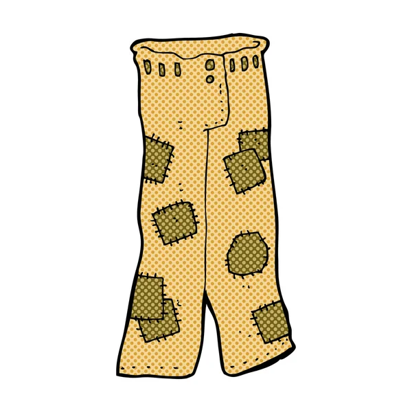 Fumetto patchato vecchi pantaloni — Vettoriale Stock