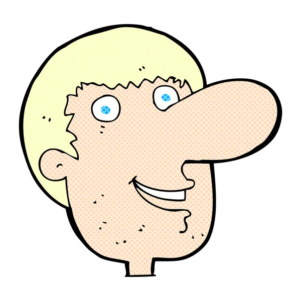 Kartun komik wajah bahagia laki-laki - Stok Vektor