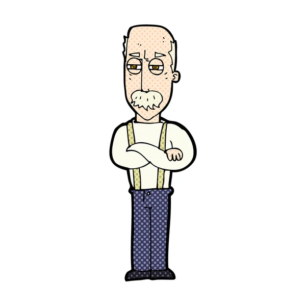 Komik karikatür rahatsız yaşlı adam — Stok Vektör