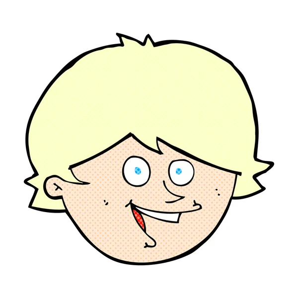 Komiska cartoon happy boy ansikte — Stock vektor