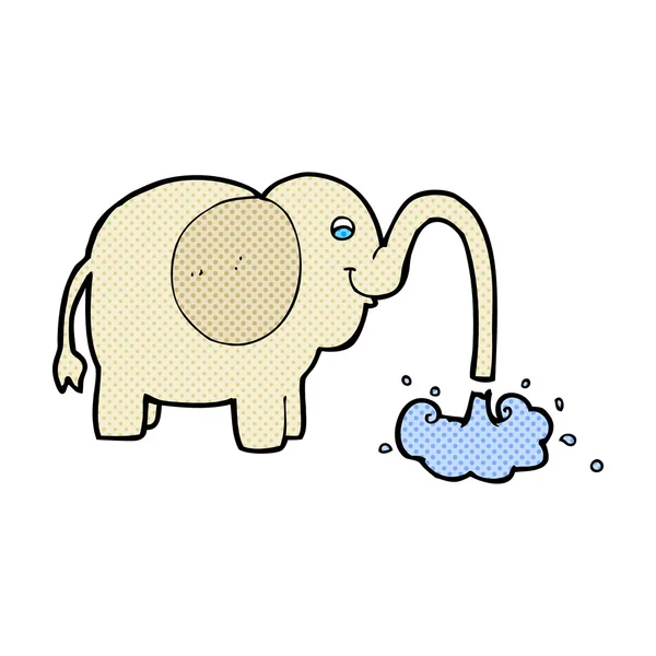 Comic cartoon elephant squirting water — стоковый вектор