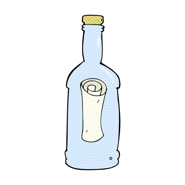 Carta de dibujos animados cómicos en una botella — Vector de stock