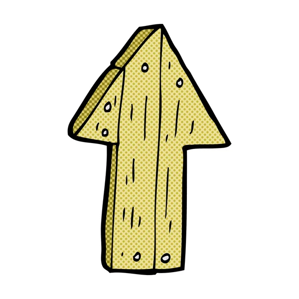Caricatura cómica flecha de dirección de madera — Archivo Imágenes Vectoriales