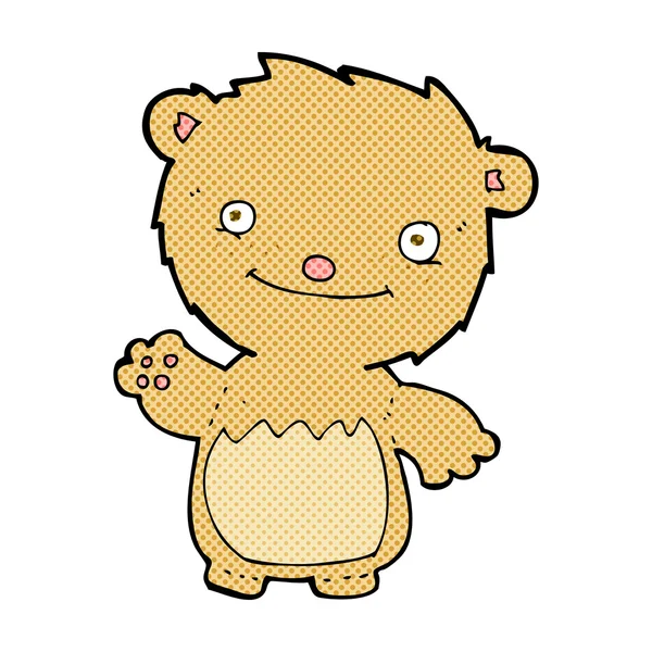 Historieta de dibujos animados ondeando oso de peluche — Vector de stock